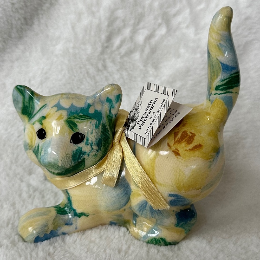 Vintage original Porcelain Patchworks Playing Kitten by Joan Baker Designs